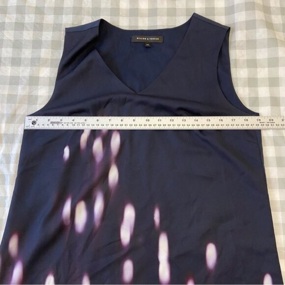 WILLOW THREAD navy blue dress v neck silky summer spring sleeveless M summertime - Picture 10 of 14